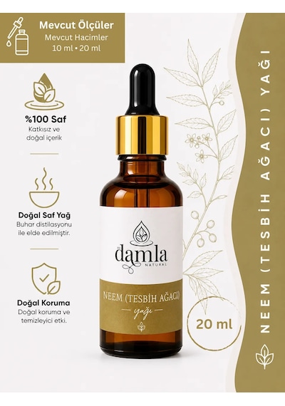 Biodamla Natural Neem Tesbih Ağacı Yağı 20 Ml