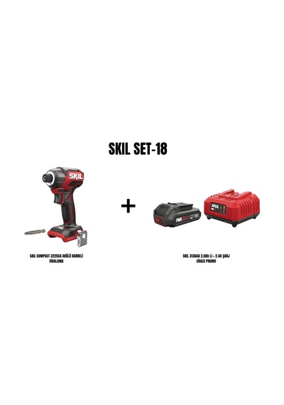Skil Set-18 Skil Compact 3225CA Akülü Darbeli Vidalama + Skil 3136AA 2AH Li + 2.4A Şarj Cihazı Promo