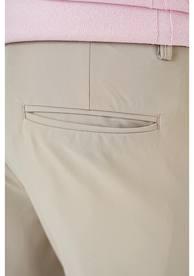 Efor Slim Fit Yan Cepli Düz Esnek Casual Koyu Bej Pantolon P 1144 K.Bej