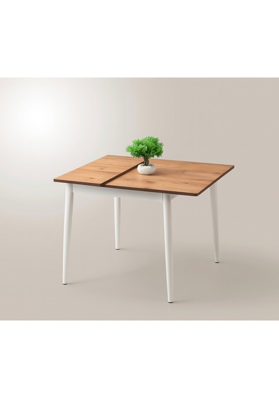 Yanlardan Açılır Büyüyen Yemek Masası Meşe-beyaz 75x80cm