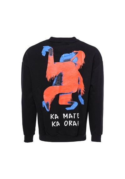 Wessi Bisiklet Yaka Baskılı Siyah Erkek Sweatshirt Siyah