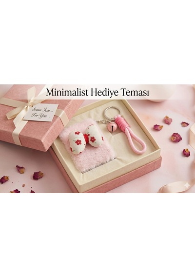 Pembe Peluş Kırmızı Beyaz Fiyonk Tasarımlı Çift Taraflı Katlanabilir Makyaj Aynası Çanta Aksesuarı Çok Renkli