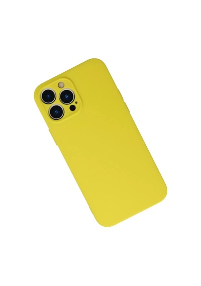 Newface Apple İphone 13 Pro Max Kılıf Nano İçi Kadife Silikon - Sarı