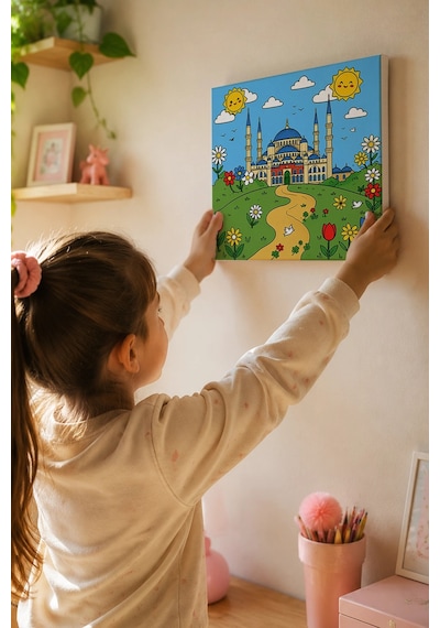 Çiçek Bahçesinde Sultanahmet Camii Şövalesiz Boya Seti 20x20
