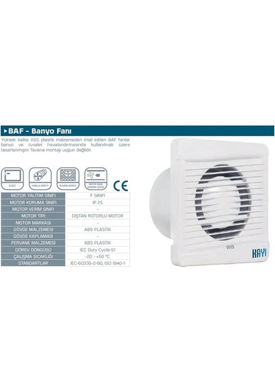Kayıtes 100'lük Banyo Fanı 95 M3/H
