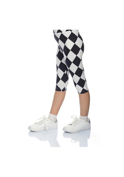 Lovetti Kız Çocuk Monochrome Diamond Desen Kapri 8108 Beyaz - Siyah