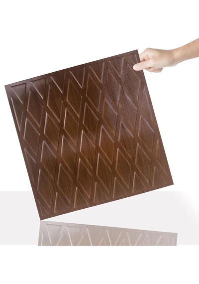 3 Boyutlu Duvar Paneli Kabartmalı Baklava Desen Pvc 41x41 Cm/ 6 Adet /1 M² Teak