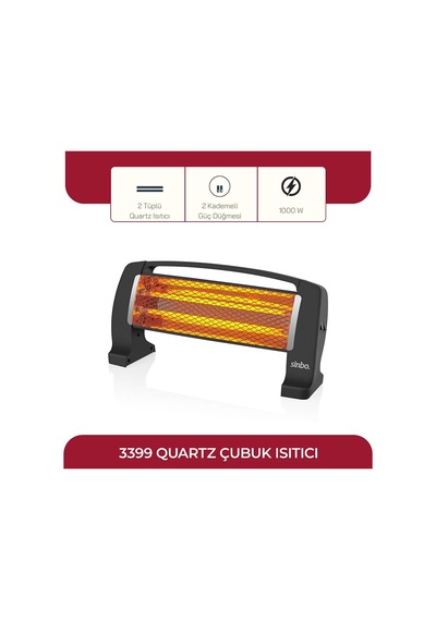 Sfh-3399 1000w 2x500w Quartz Isıtıcı 2 Kademeli Isı Ayarlı, Devrilme Emniyetli, Masa Ve Yer Tipi Hızlı Isıtıcı