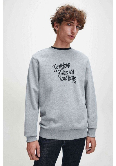 Riverdale Jughead Jones Was Here Baskılı Gri Melanj Erkek Sweat