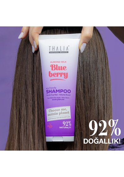 Thalia Badem Sütü & Yaban Mersini Özlü İnce Telli & Düz Saçlar İçin Bakım Şampuanı 250 ML
