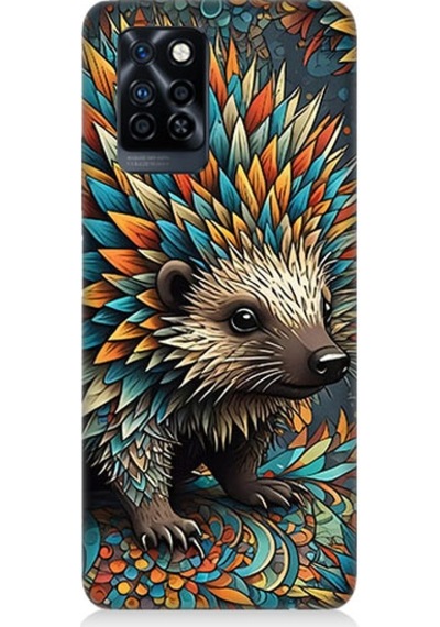 İnfinix Note 10 Pro Uyumlu Renkli Kirpi Desenli Silikon Kılıf