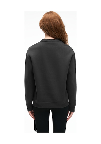 Grımelange ISOLUNE Kadın Yaka Nakış Detaylı Oversize Bisiklet Yaka Antrasit Sweatshirt
