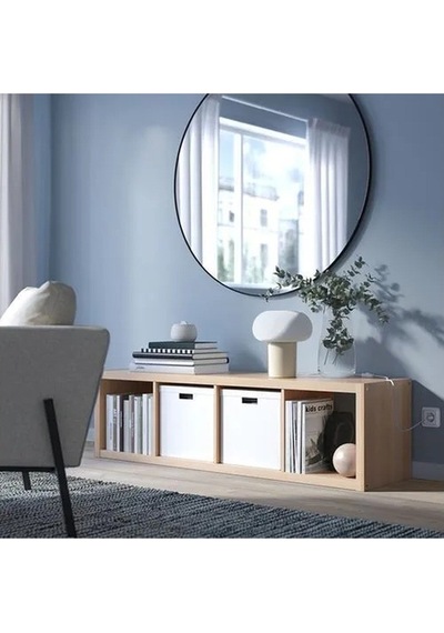 Ikea Kallax Açık Raf Ünitesi, Ağartılmış Meşe Görünümlü 42x147 Cm Meşe