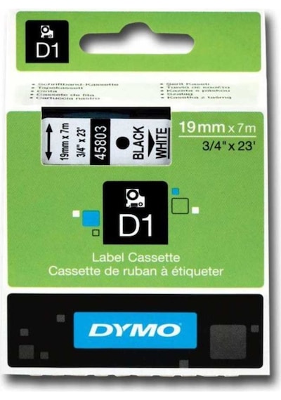 Dymo 45803 Beyaz Siyah D1 Yedek Şerit 19 Mm X 7 Mt
