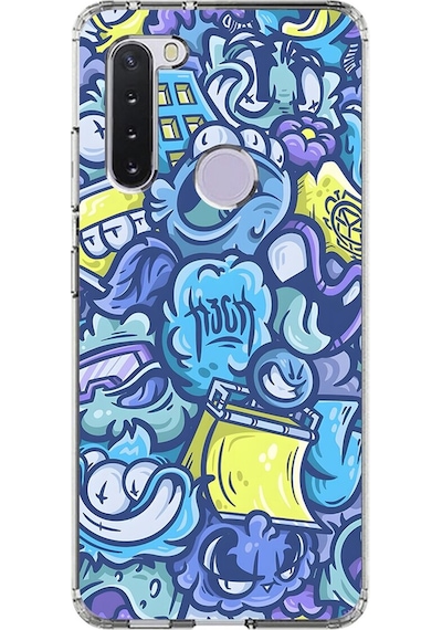 Samsung Galaxy A21 Uyumlu Şeffaf Kılıf Graffiti 9 Tasarımlı