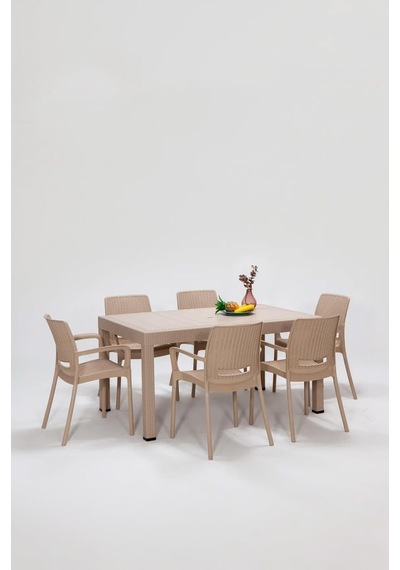 Rattan Lüx Dikdörtgen Cappucino Masa Takımı Bahçe&balkon Diğer