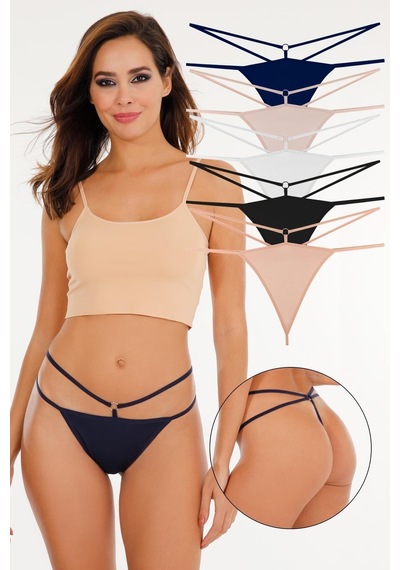 Sensu Kadın Kelebek Model Ipli String 5'li Paket - Kts2073 Geniş Kalıp Karışık