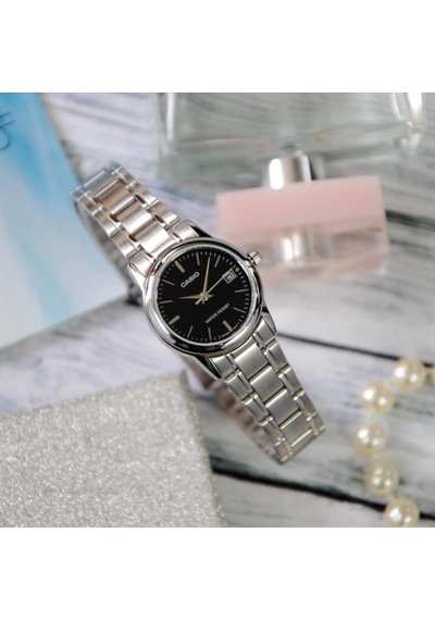 Casio Ltp-v002d-1audf Quartz Çelik Gri Siyah Kadran 25 Mm Kadın Kol Saati