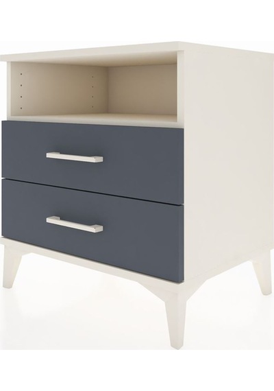 Hyperion Komodin Tek Raflı 2 Çekmeceli 60x44x64 Aytaşı-antrasit Aytaşı