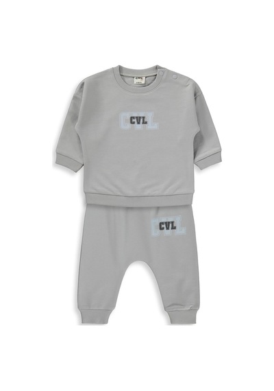 Civil Baby Cvl Baskılı 6-18 Ay Takım Açık Gri