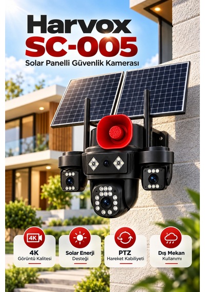 Harvox Hx-sc005 4k Panelli Güneş Enerjili 4g Sım Kart Destekli Kablosuz Güvenlik Kamerası