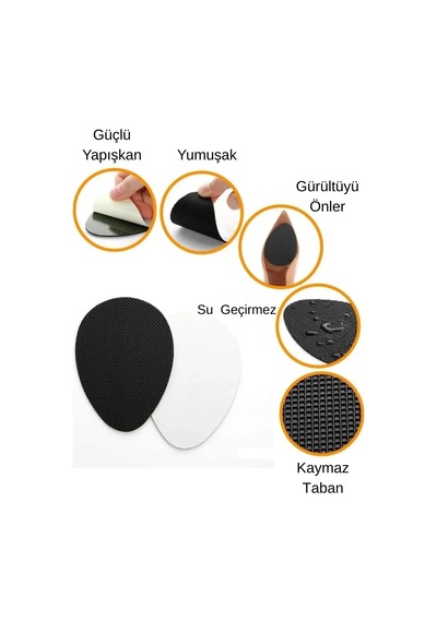 Siolanzi Ayakkabı Altı Yapışkanlı Kaydırmaz Ped 2 Adet Siyah