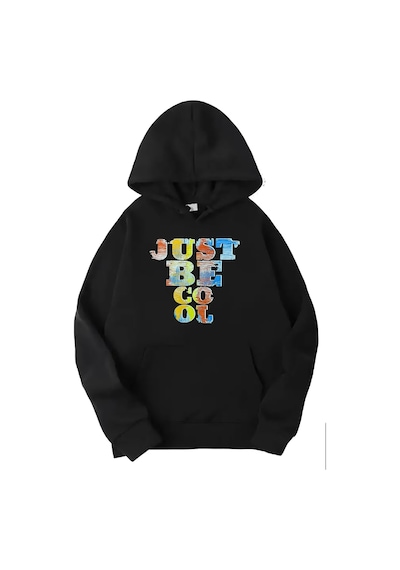 Medinenur Siyah Just Be Baskılı Kapüşonlu Sweatshirt Siyah