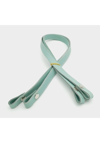 Çanta Aksesuar Çift Kat Dikişli Suni Deri Mint Yeşili Çıtçıtlı Çanta Sapı 70 Cm Gümüş Metalli Diğer