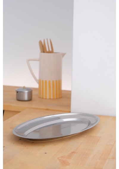 Çelik 33 Cm Salata Servis/sunum Tepsi Metal Tabak Çok renkli