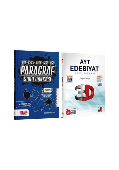 3D Ayt Edebiyat ve Akm Paragraf Soru Bankası Seti 2 Kitap