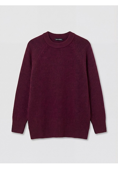Lcw Modest Bordo Bisiklet Yaka Oversize Kadın Triko Tunik