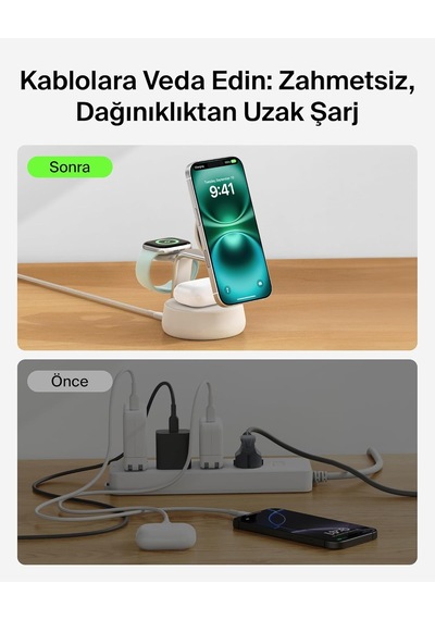 Belkin Ultracharge Pro Magsafe Uyumlu 3 Ü 1 Arada Qi2 25w Kablosu 64752460