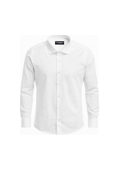 Plus Scorpion Erkek Klasik Slim Fit Gömlek Nefes Alan Kumaş, Şık Ofis Gömleği, Beyaz/siyah Beyaz