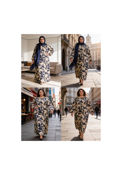 Maşuka Büyük Beden Floral Desenli Viskon Kumaş Şık Ve Rahat Kadın Elbise Krem-bej Krem-bej Maşuka Büyük Beden Floral Desenli Viskon Kumaş Şık Ve Rahat Kadın Elbise Krem-bej Krem-bej