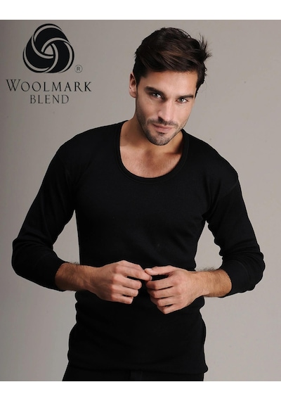 Hasyün Erkek Siyah %61 Yün Uzun Kol Fanila Atlet İçlik 4002 - 1 Adet Siyah