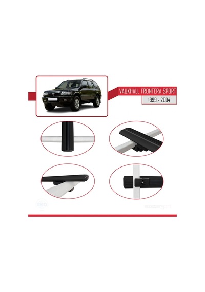 Vauxhall Frontera Sport 1999-2004 Arası İle Uyumlu Basic Model Ara Atkı Tavan Barı Siyah 3 Adet