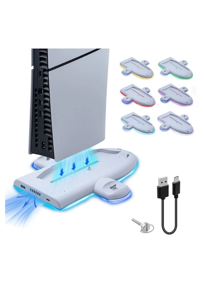 Ps5 Slim & Ps5 Slim Dijital Uyumlu Rgb Işıklı Soğutucu Fanlı Şarj