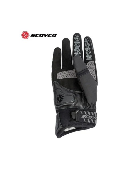 Motoanl Scoyco Deri Ve Cordura Reflektörlü Eldiven Gri - Siyah