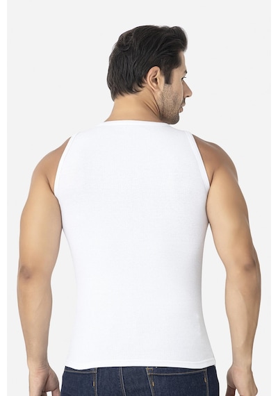 Arma Yıldız Erkek Beyaz Fitilli Atlet Pamuklu Likralı Kaşkorse Halter Yaka Slim Fit Atlet Beyaz