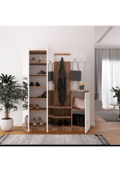 Robinhome Robin Home Benjamin Vestiyer Portmanto Ayakkabılık Çam-Beyaz