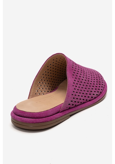Luvishoes Melara Fuşya Süet Hakiki Deri Delikli Önü Kapalı Kadın Terlik