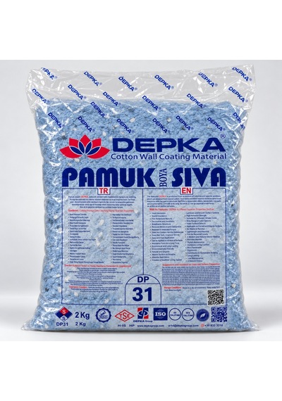 Depka Pamuk Sıva Dp31 2 Kg 7-8 M² İpek Sıva Alternatifi Isı Ve Ses Yalıtımlı Dekoratif Sıva