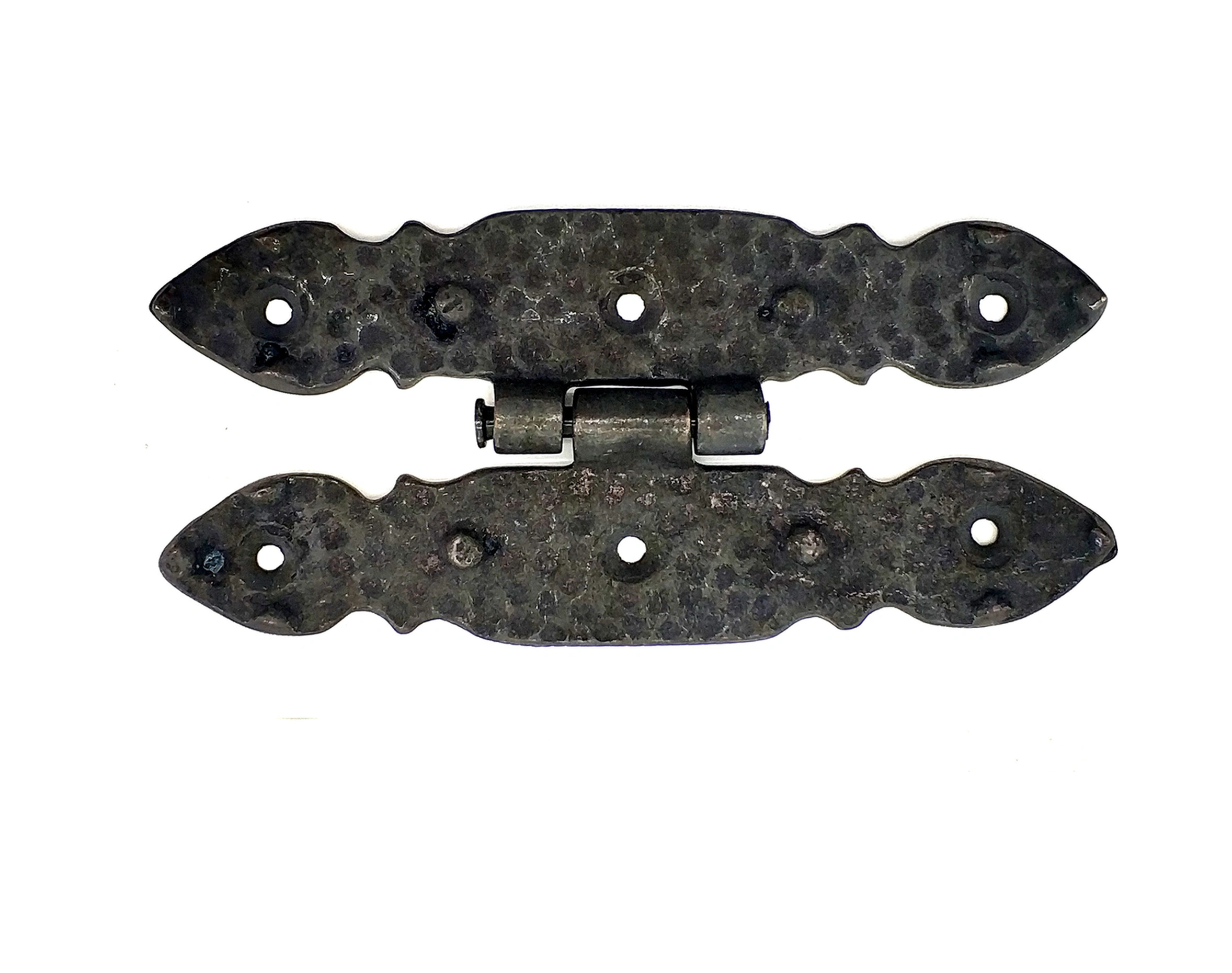 Antika Tarz Dekoratif Pirinç Düğmeli Menteşe - 142x69 Mm, Oksit Renkli