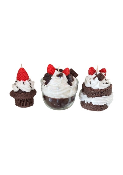 Kremalı Cupcake Pasta Mum 3 Lü Kokulu Kırmızı