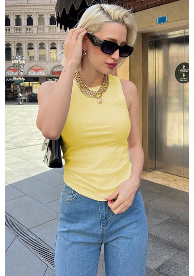 Madmext Sarı Kalın Askılı Regular Kesim Basic Atlet Mg2059 Sarı
