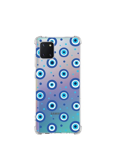 Prinrify Samsung Uyumlu Galaxy Note 10 Lite Nazar Boncuğu 1 Baskılı Şeffaf Köşe Korumalı Antişok Kılıf