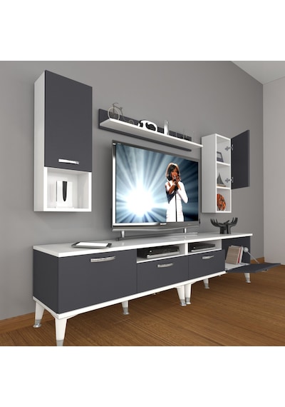 Decoraktiv Eko 5220da Mdf Silver Tv Ünitesi Tv Sehpası Beyaz - Antrasit