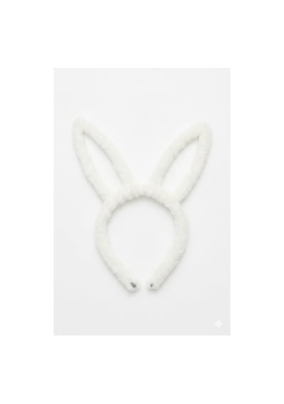 Peluş Tavşan Kulaklı Taç Eğlenceli Ve Sevimli Aksesuar Beyaz