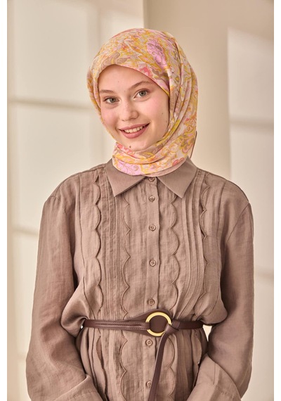 Silk Home Olinda İpek Eşarp 47002-36 Pudra, Sarı, Vizon, Pembe