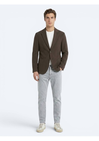 Kip Kahverengi Çizgili Comfort Fit Ceket